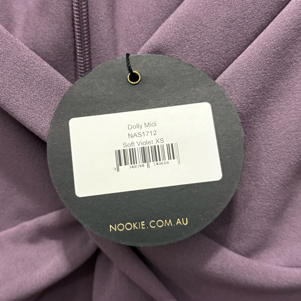 NWT NOOKIE Dolly Midi Dress in Soft Violet Purple Bodycon Stretch Size XS Formal - Picture 6 of 10
